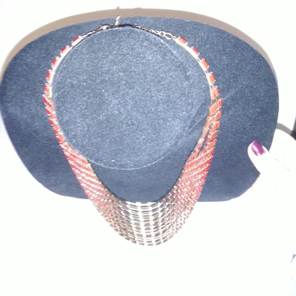 Layered Red Gold Necklace - Picture 3 of 10